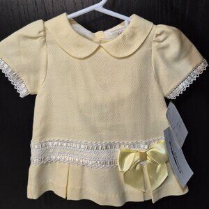 Lemon Woven Bow Dress Set 6 months NWT